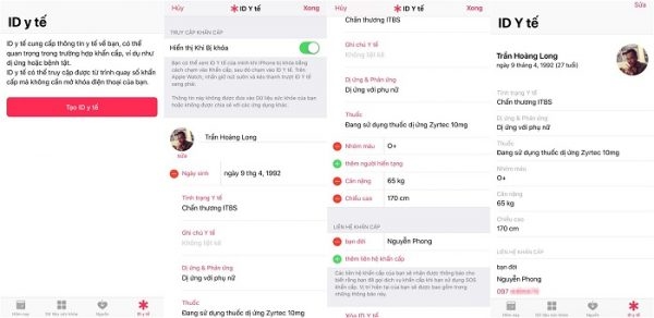 Ngoài ra, có thể cài đặt Liên hệ khẩn cấp
