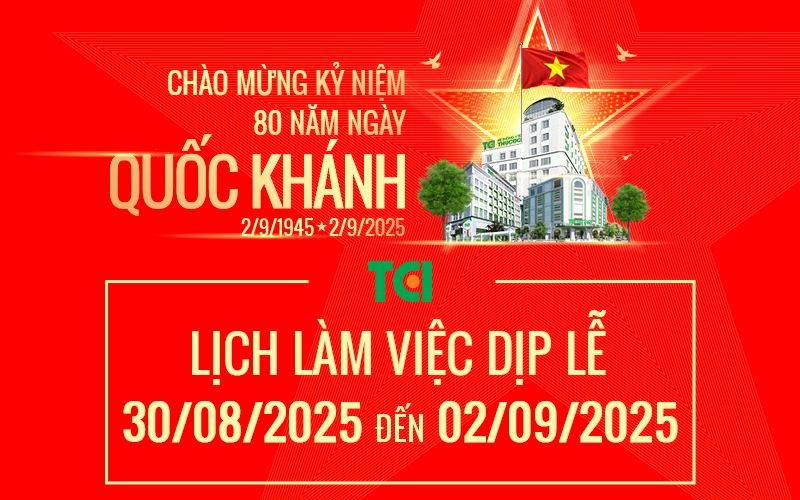 Lịch làm việc của Hệ thống Y tế Thu Cúc TCI dịp lễ 2/9/2025