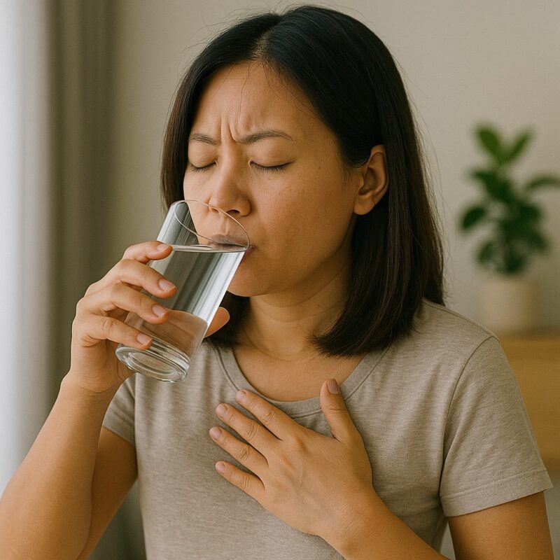 Uống 1 cốc nước ấm có thể giúp giảm cảm giác khó chịu do trào ngược.