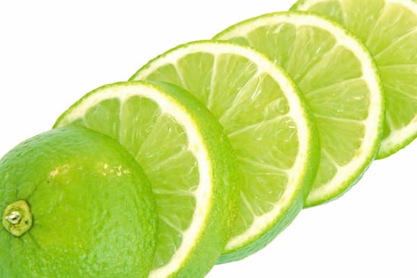 Lime slices isolated on a white background.