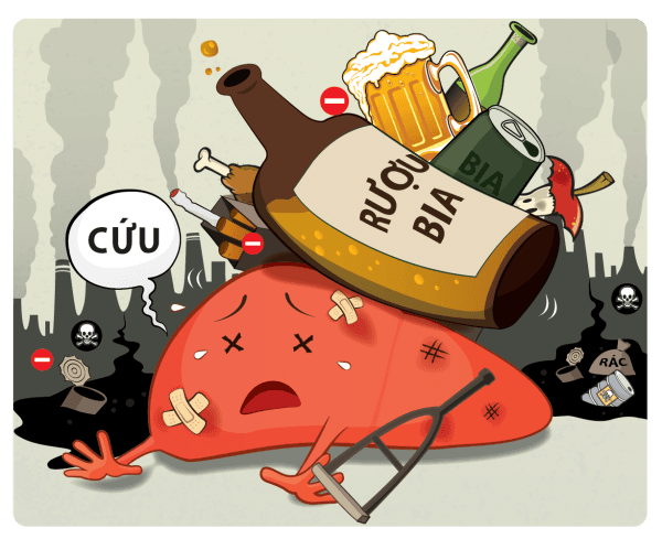 Rượu gây hại cho gan và các cơ quan trong cơ thể