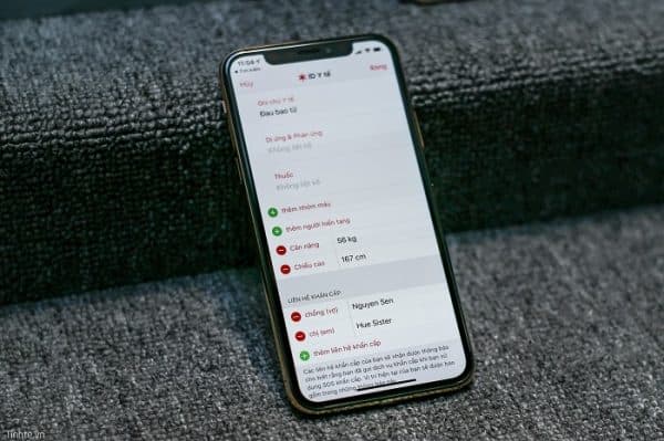 Tình trạng Y tế; Ghi chú Y tế; Dị ứng và Phản ứng; Thuốc đang sử dụng; Người hiến tạng.