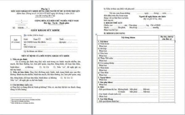 Mẫu giấy khám sức khỏe A3 như thế nào
