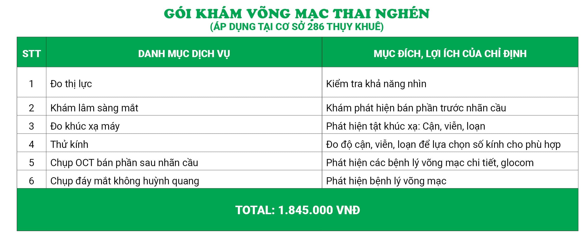 Gói khám võng mạc thai nghén
