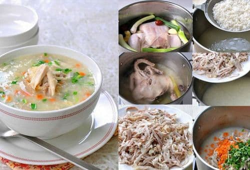 Các bước nấu cháo gà với cà rốt