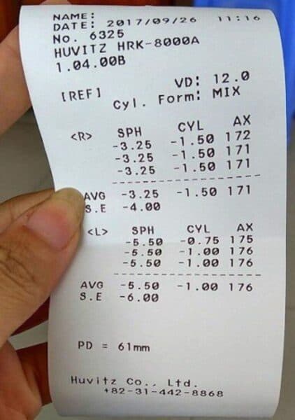 Đọc kết quả khúc xạ do máy tự động đo