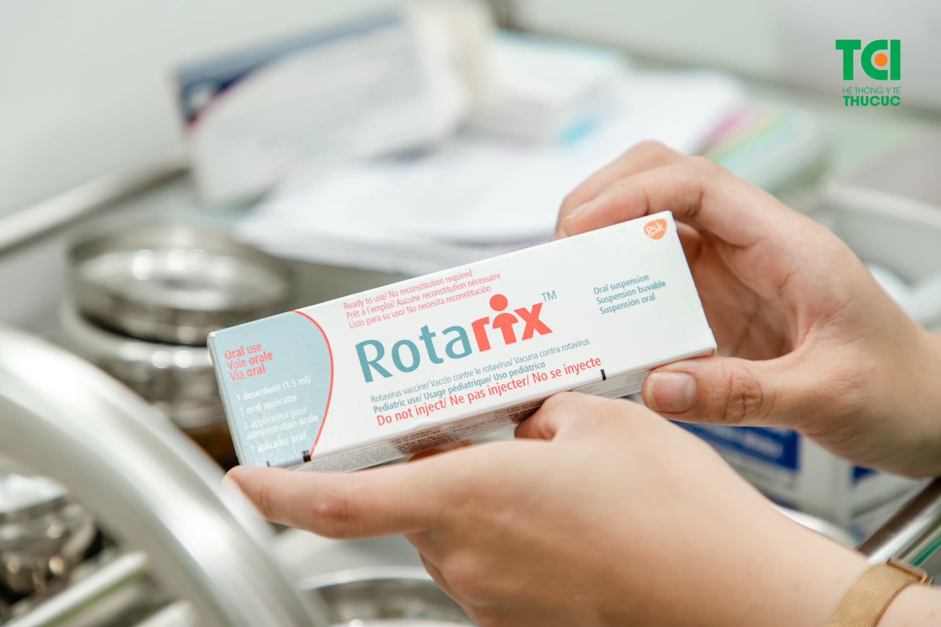 Rotatrix là vaccine của Bỉ đang được tiến hành tiêm chủng cho trẻ tại Thu Cúc TCI