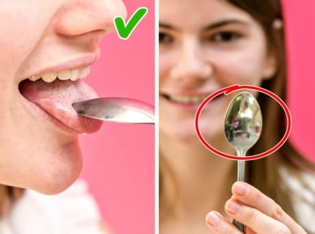 Làm sao biết hôi miệng: Sử dụng thìa để kiểm tra mùi hôi miệng