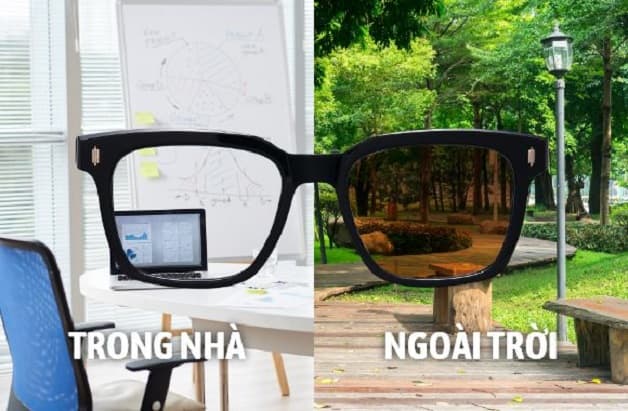 Tròng kính đổi màu có độ trong nhà và ngoài trời