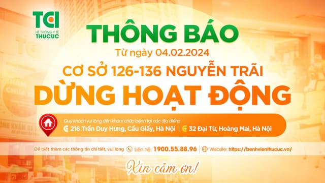 Thông báo dừng hoạt động cơ sở 136 Nguyễn Trãi