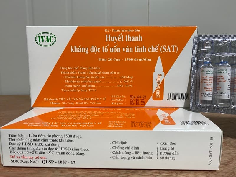 Huyết thanh uốn ván SAT chứa kháng thể đặc hiệu chống lại độc tố uốn ván
