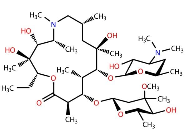 Công thức hóa học của kháng sinh azithromycin.