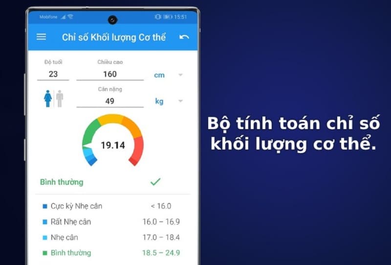 BMI Calculator là môt trong những ứng dụng tính chỉ số BMI phổ biến nhất hiện nay. 