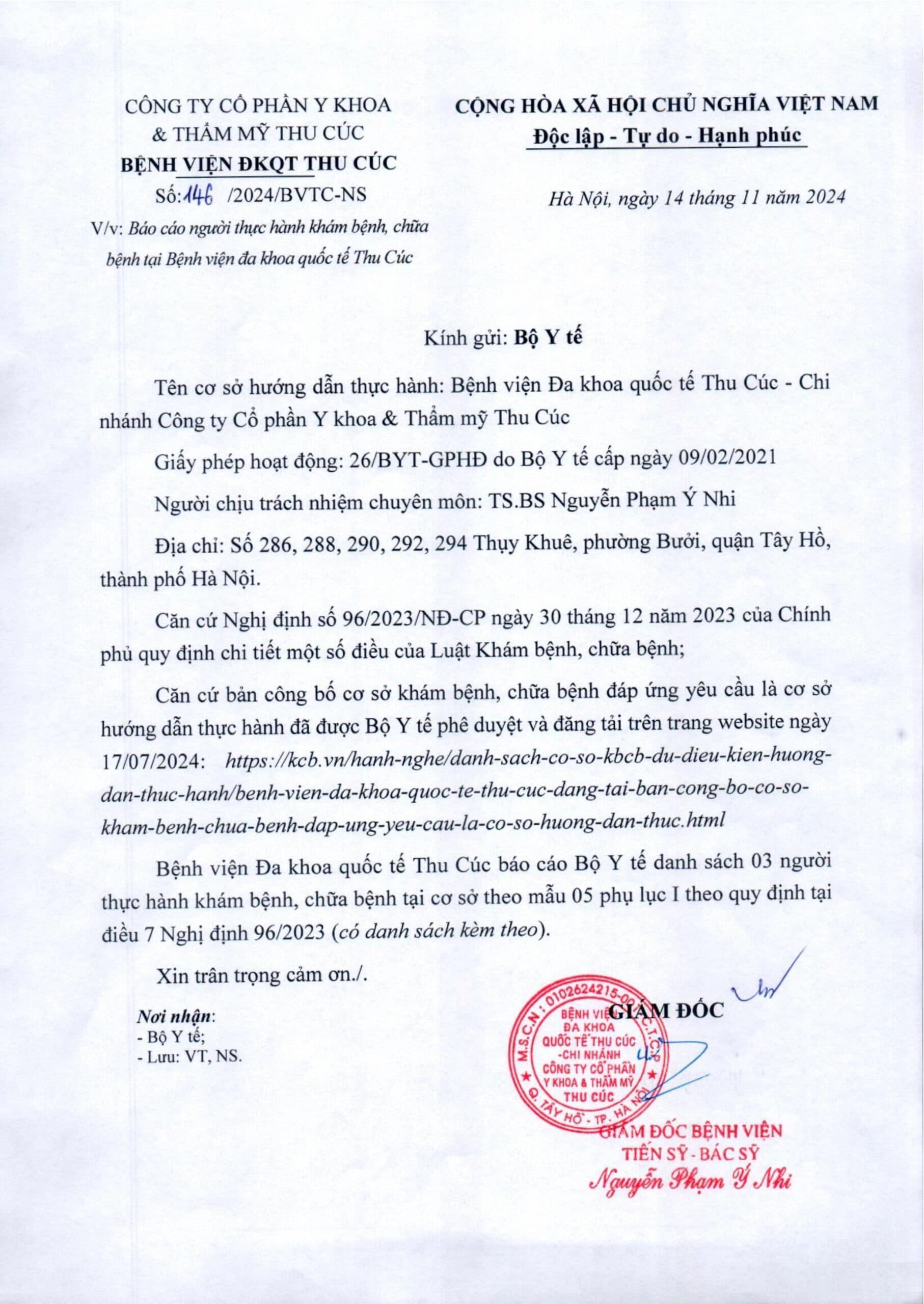 Danh sách người thực hành khám bệnh, chữa bệnh từ ngày 13/11