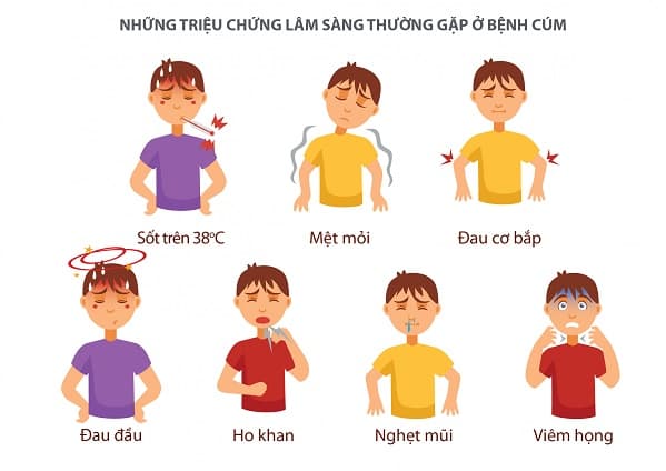 Cúm là một bệnh lý do virus cúm gây ra, với các triệu chứng điển hình như sốt, ho, đau họng, mệt mỏi và đau nhức cơ thể. 