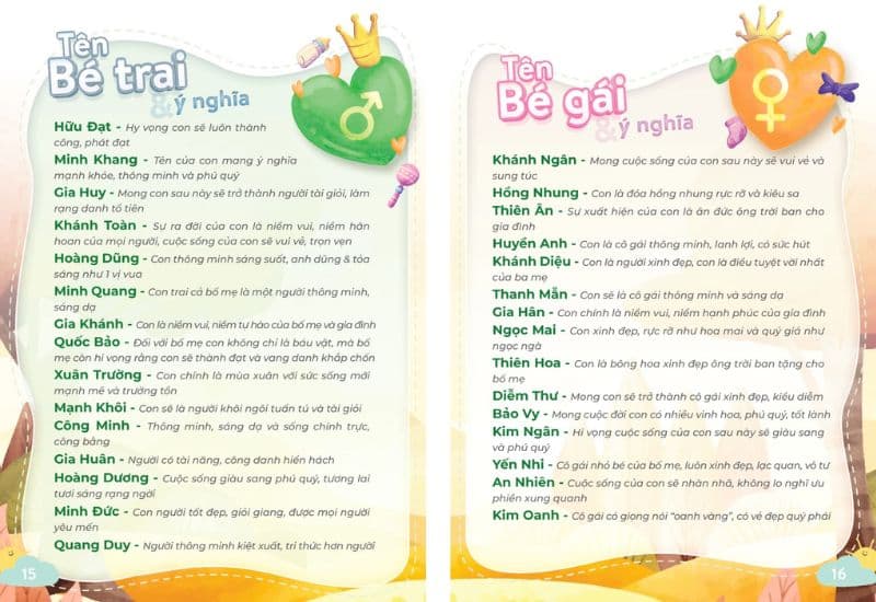 Có rất nhiều tên bé trai và bé gái mang ý nghĩa đẹp.