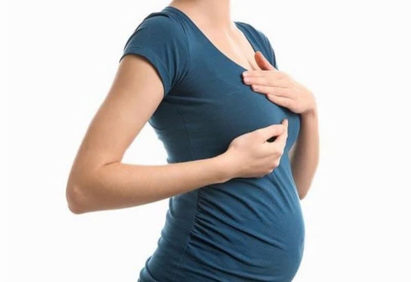 Nhiều phụ nữ cảm thấy ngực căng tức, nhạy cảm hơn do sự thay đổi hormone khi mang thai.