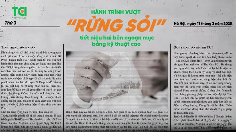 Hành trình vượt rừng sỏi tiết niệu 2 bên ngoạn mục bằng kỹ thuật cao