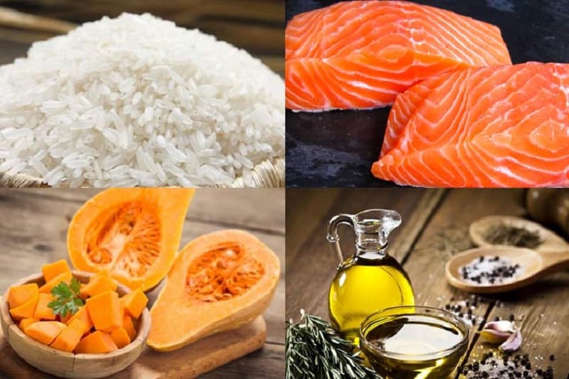 trẻ bị viêm phổi nên ăn cháo gì - cháo cá hồi bí đỏ