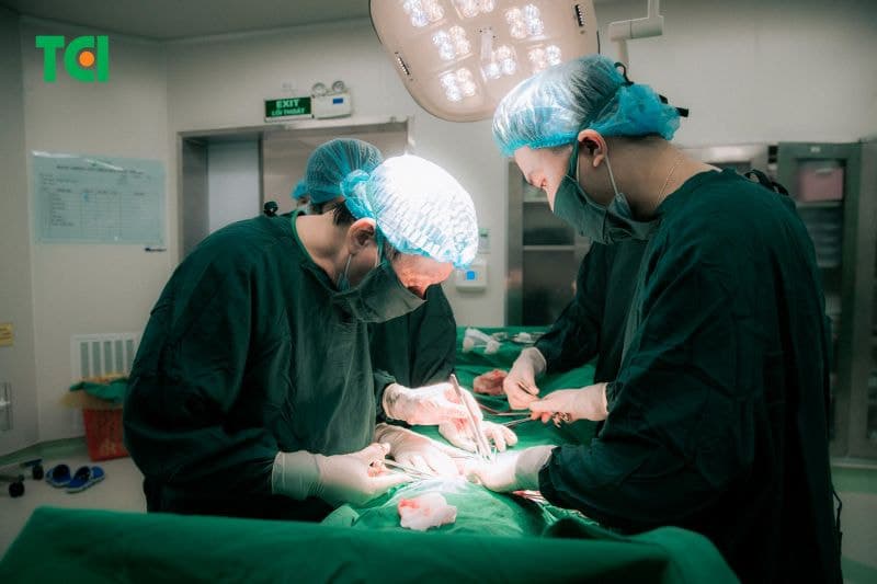 Bác sĩ Nguyễn Văn Hà cùng ekip cẩn thận và tỉ mỉ thực hiện từng thao tác, nỗ lực hết sức để bảo tồn khả năng sinh sản.