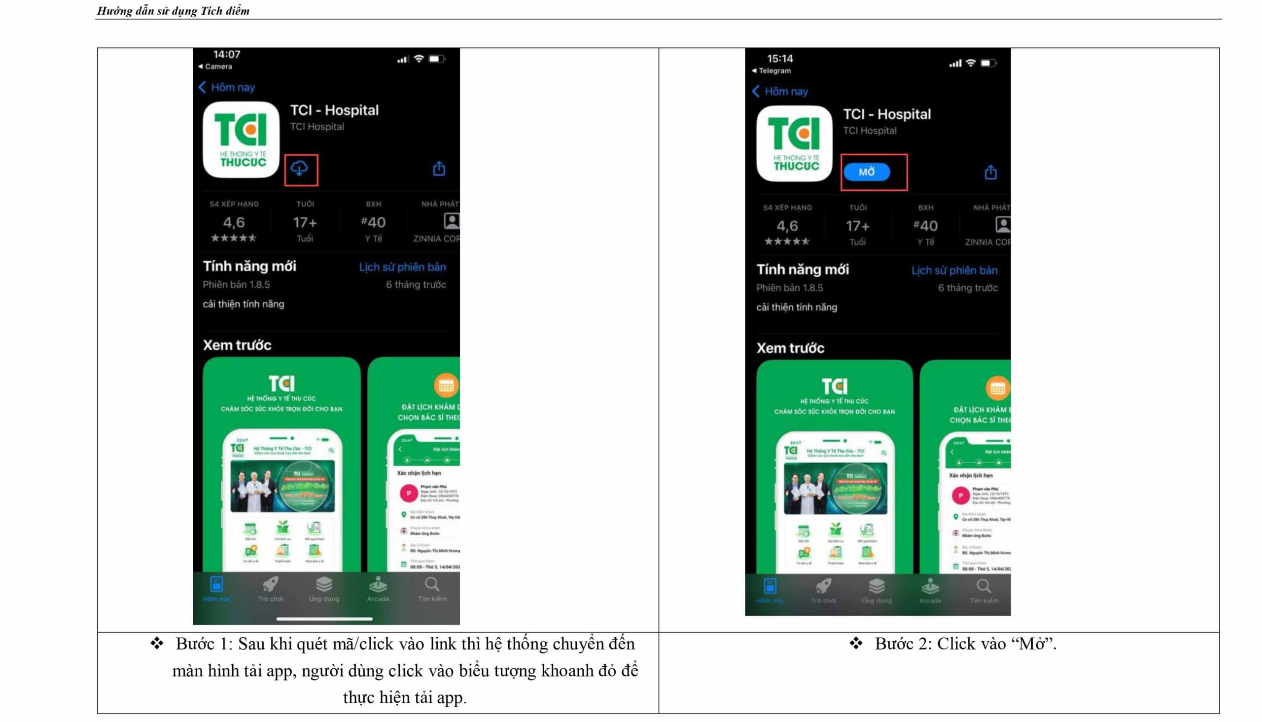 Hướng dẫn tích và sử dụng điểm app TCI
