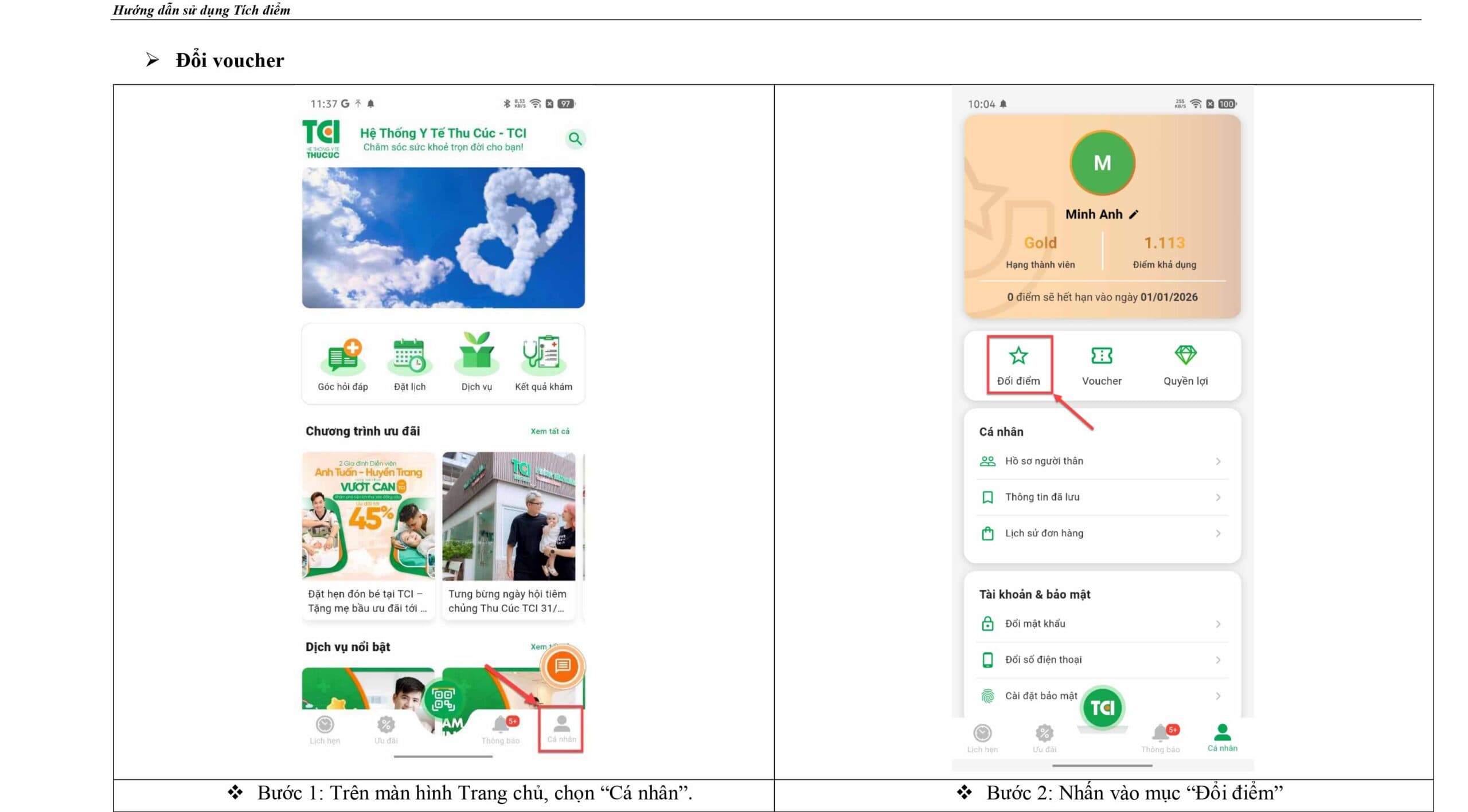 Hướng dẫn tích và sử dụng điểm app TCI