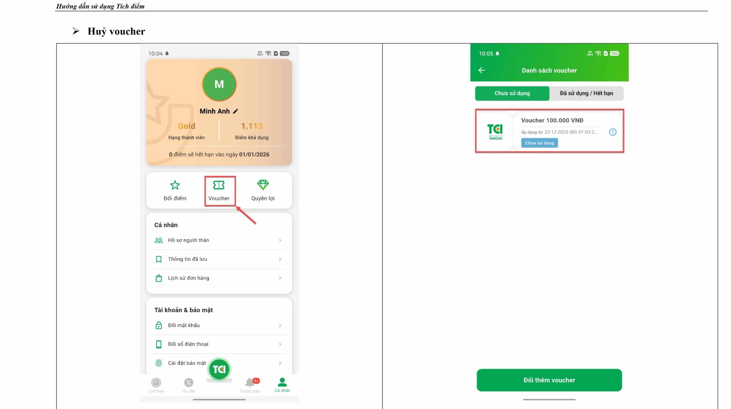 Hướng dẫn tích và sử dụng điểm app TCI