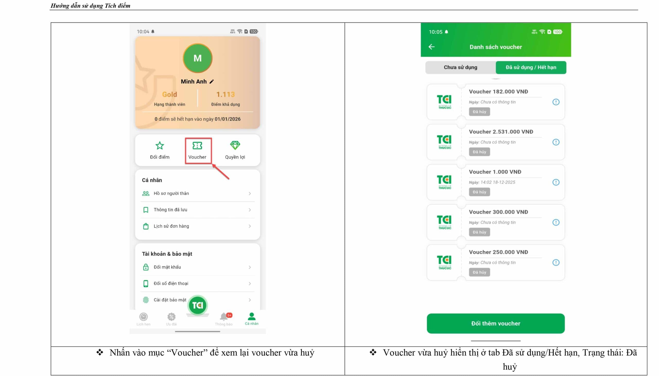 Hướng dẫn tích và sử dụng điểm app TCI