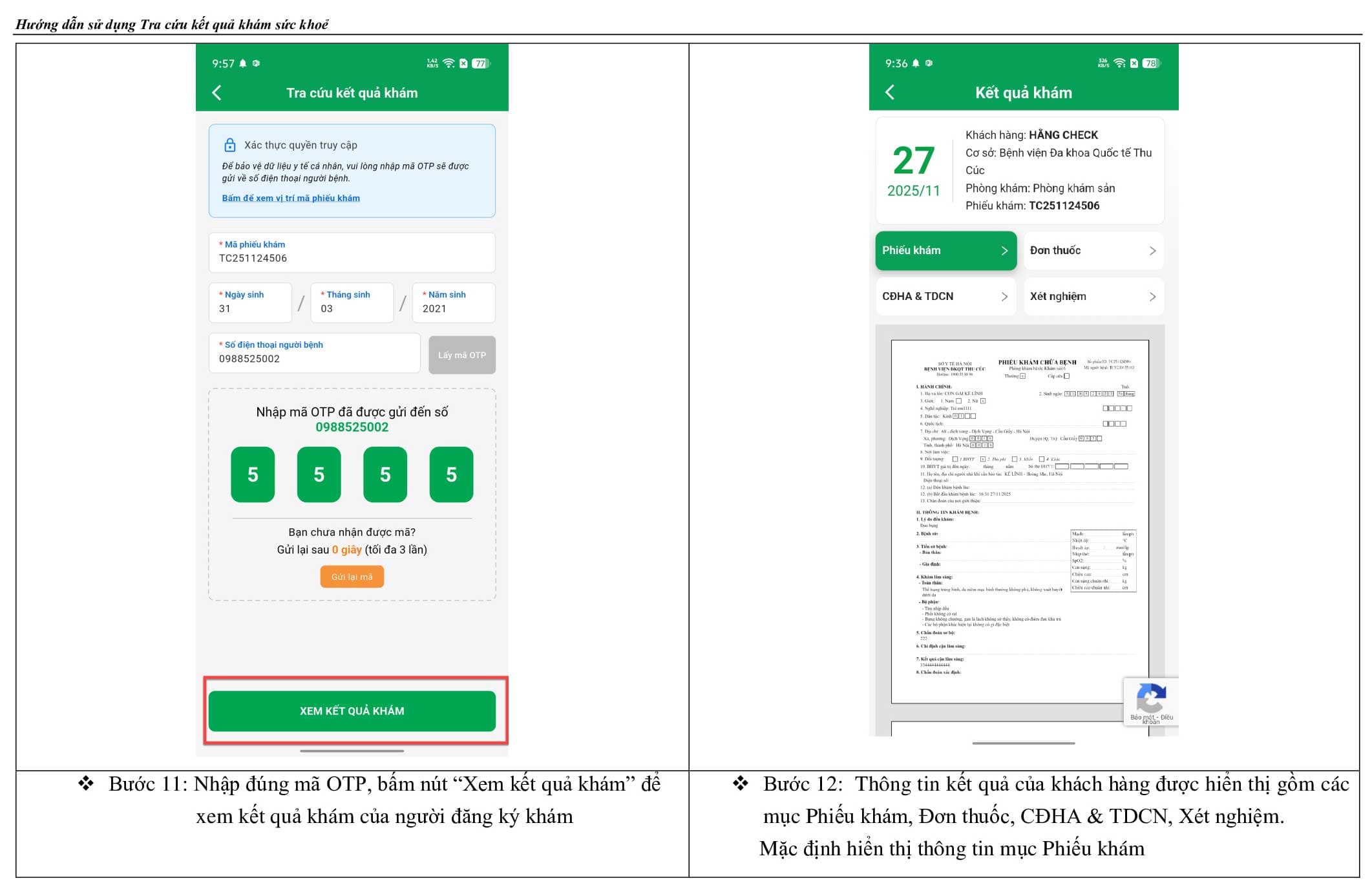 Hướng dẫn sử dụng tra cứu kết quả khám sức khỏe cho người thân