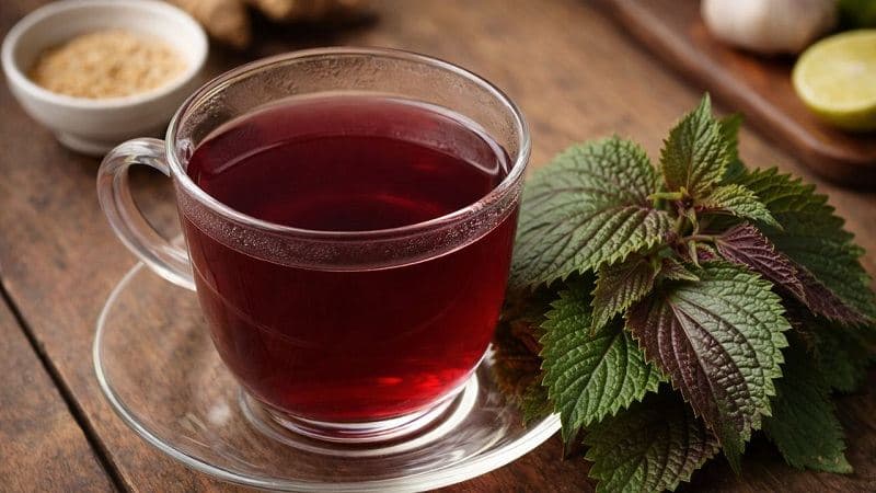 cách uống lá tía tô giảm mỡ bụng