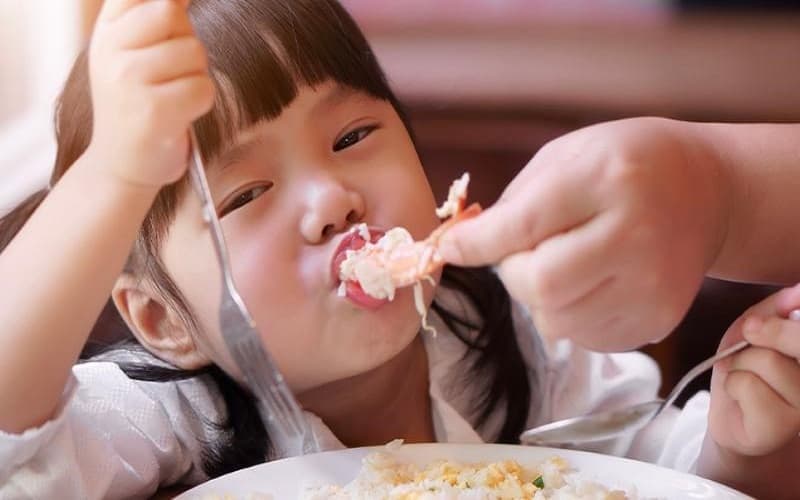 bé dị ứng đạm bò ăn tôm được không