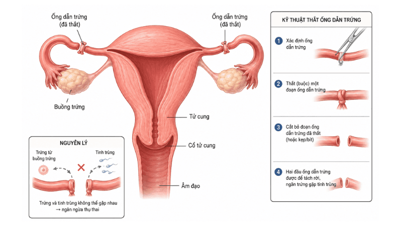 Quá trình thắt ống dẫn trứng diễn ra thế nào? 