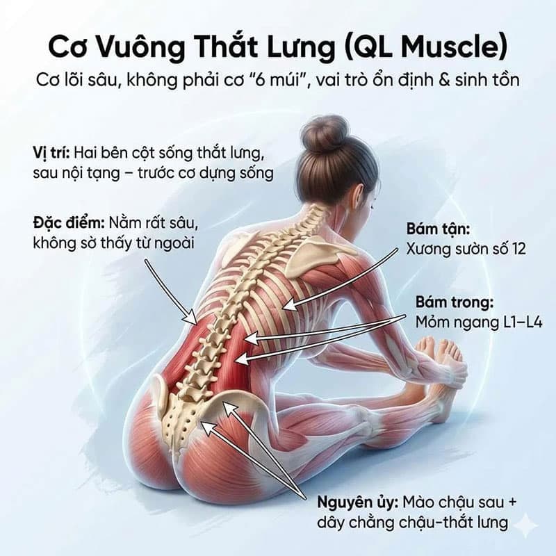 Cấu tạo giải phẫu của cơ vuông thắt lưng.