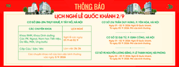 TCI THÔNG BÁO LỊCH LÀM VIỆC DỊP LỄ QUỐC KHÁNH 30/4-1/5