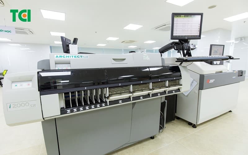 Khoa Xét nghiệm Thu Cúc TCI Hải Phòng được trang bị hệ thống tự động, hỗ trợ thực hiện đa dạng danh mục xét nghiệm