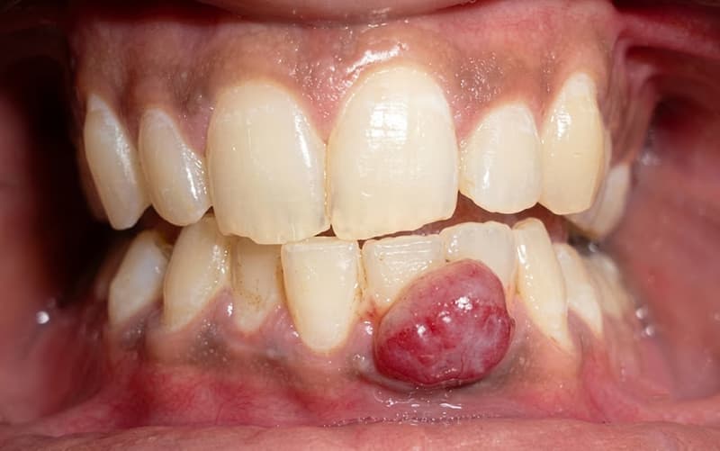 Bề mặt u hạt nhiễm khuẩn dễ chảy máu.