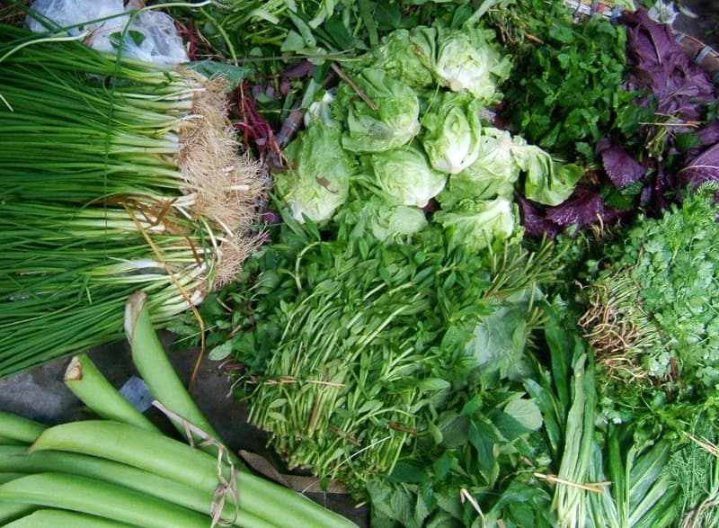Rau ăn kèm bún đậu cần được lựa chọn tươi và rửa kỹ trước khi sử dụng.