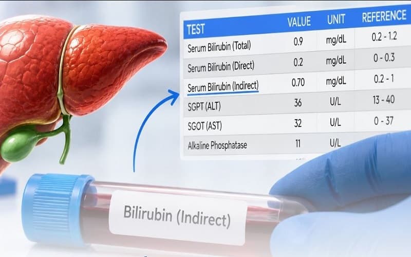 Bilirubin gián tiếp được tính từ bilirubin toàn phần và bilirubin trực tiếp