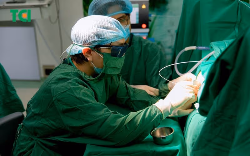 Ổ áp xe lớn hoặc nằm sâu có thể cần phẫu thuật trong phòng mổ