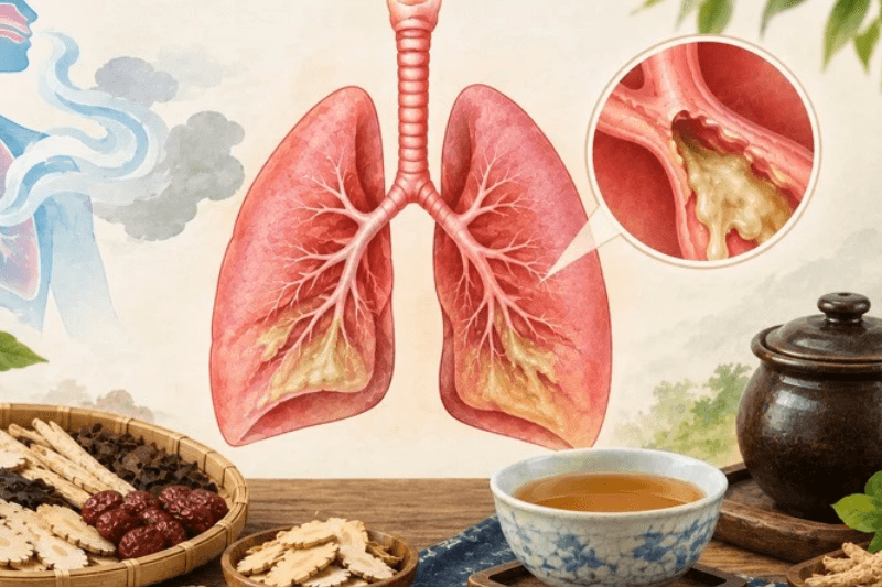 Đàm thấp hình thành do rối loạn vận hóa và điều hòa tân dịch, liên quan đến Tỳ, Phế,Thận