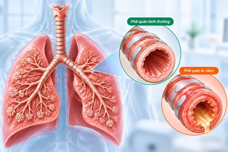 Viêm phế quản cấp thường khởi phát nhanh, chủ yếu do virus gây ra và kéo dài trong thời gian ngắn.