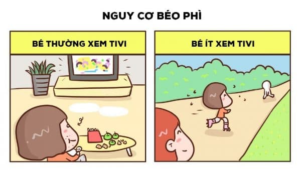 trẻ có thể thừa cân béo phì do xem tivi nhiều