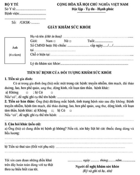 khám sức khỏe xin việc làm