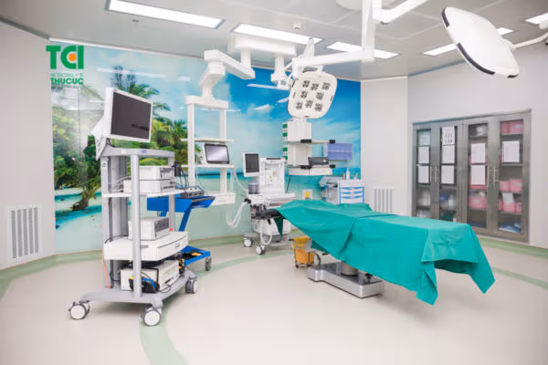 Phòng phẫu thuật vô khuẩn 1 chiều tại TCI dùng thực hiện cắt thắng lưỡi cho bé