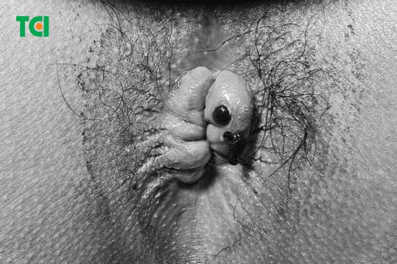 Ở giai đoạn nặng, búi trĩ ngoại phình to rõ rệt, thậm chí xuất hiện nhiều búi trĩ cùng lúc