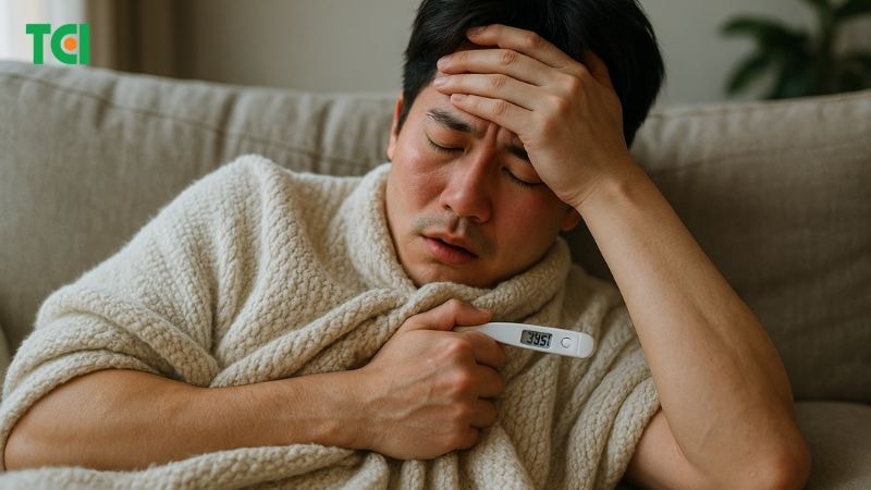 Người bệnh có thể xuất hiện hội chứng nhiễm trùng như sốt cao, ớn lạnh