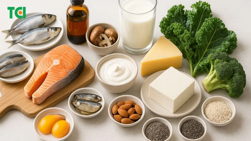 Đảm bảo chế độ dinh dưỡng đầy đủ và bổ sung canxi, vitamin D cho trẻ