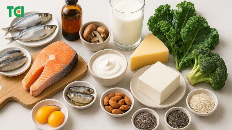 Đảm bảo chế độ dinh dưỡng đầy đủ và bổ sung canxi, vitamin D cho trẻ