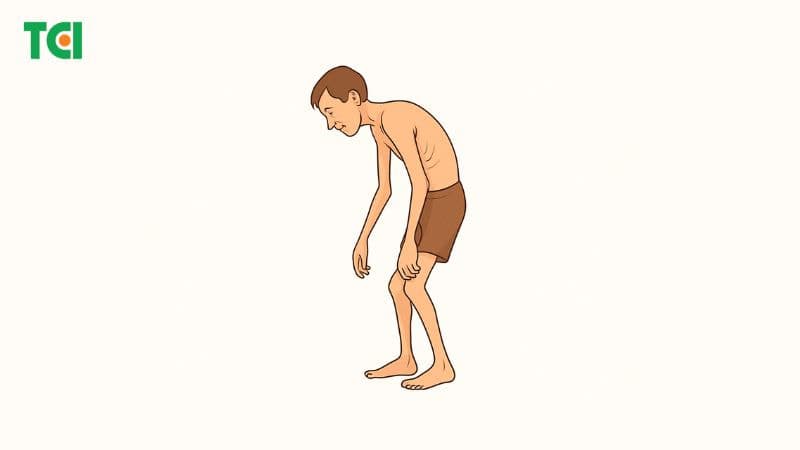 Cột sống dễ bị cong vẹo do cơ lưng suy yếu