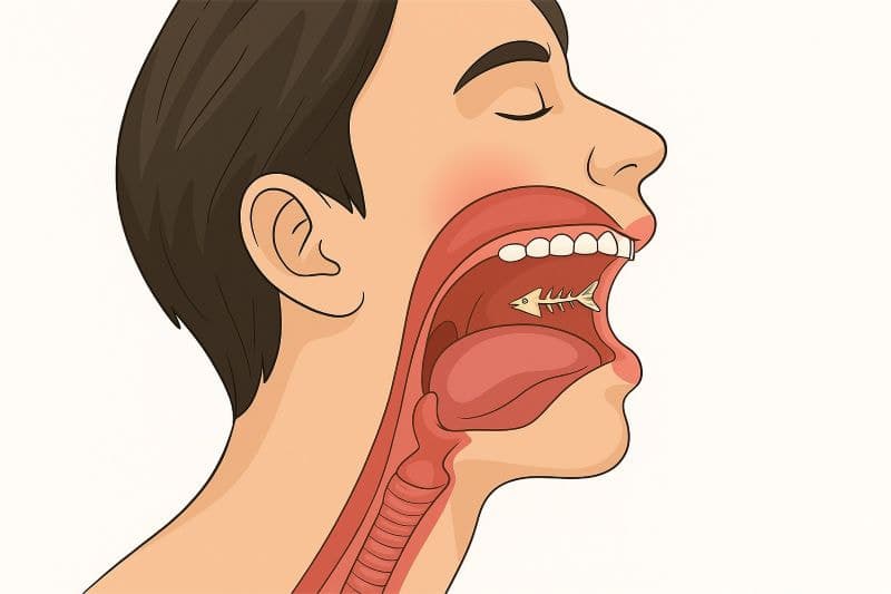 Hóc xương xảy ra khi một mảnh xương nhỏ từ thực phẩm mắc lại trong cổ họng hoặc vùng amidan, thanh quản, thực quản.